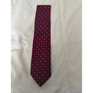 Charvet Place Vendome Mens Silk Tie Burgundy Blue Geometric Diamond Pattern